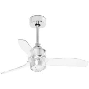 Image of Faro JUST LED Chrome, Transparent Ceiling Fan 81cm, 3000K
