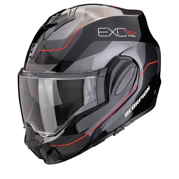Image of Scorpion Exo-Tech Evo Pro Commuta Black Silver Red Modular Helmet 2XL