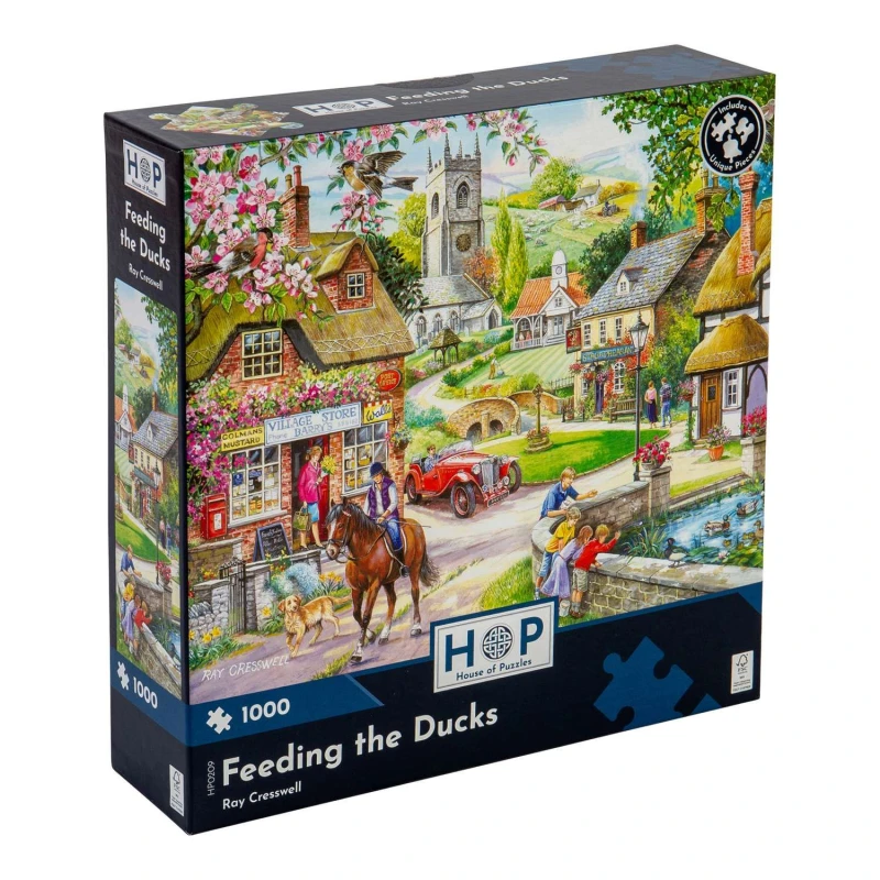 Image of The House Of Puzzles Feeding The Ducks, 1000 Piece Jigsaw Puzzle Multi unisex