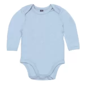 Image of Babybugz Baby Unisex Organic Long Sleeve Bodysuit (0-3 Months) (Dusty Blue)