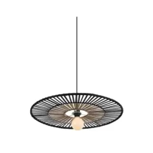 Image of Pehcevo Wire Ceiling Pendant Light Bamboo Metal 1x E27 Black