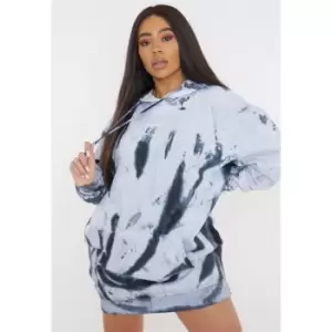 Image of Missguided Plus Size Tie Dye Hoody Dress - Black