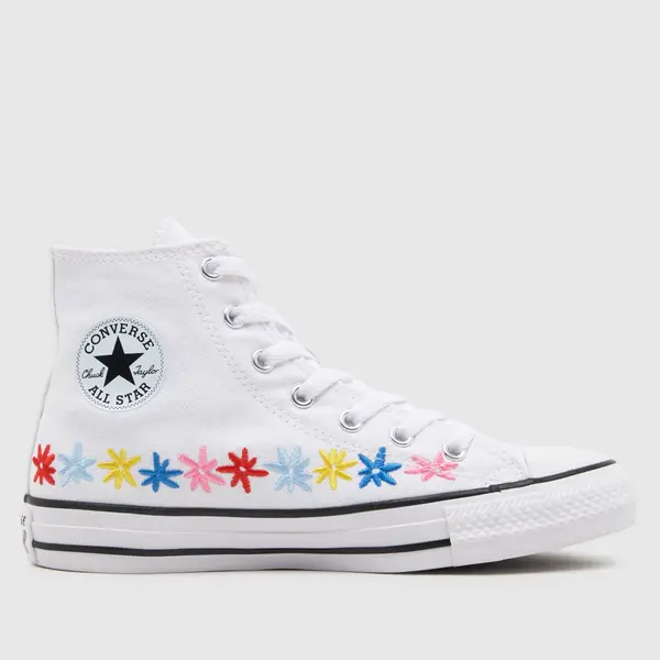 Image of Converse white multi all star hi Girls Youth trainers White Multi UK 4 (EU 37)