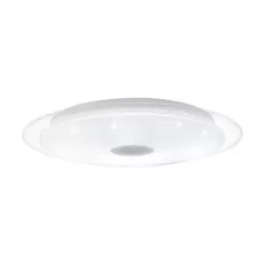 Image of Wall Flush Ceiling Light White Shade White Chrome Plastic Crystal Effect LED 24W