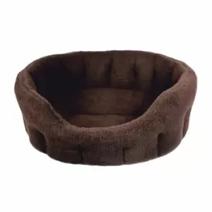 Image of P&L Premium Oval Fleece Medium Softee Bed - Brown