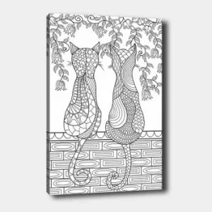 Image of MANDALA88 White Black Decorative Canvas Painting