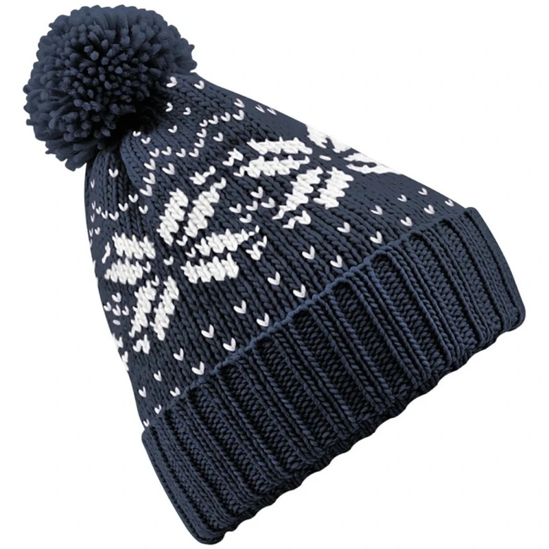 Image of Beechfield Beechfield Fair Isle Snowstar Winter Beanie Hat in Navy Navy One Size Unisex 5054171000982