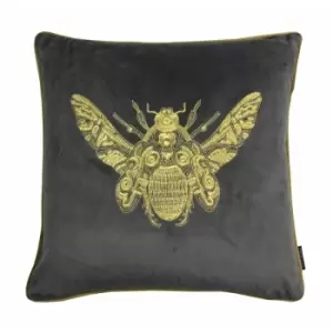 Image of Riva Home Cerana Bee Design Cushion Cover (50 x 50cm) (Charcoal Grey) - Charcoal Grey