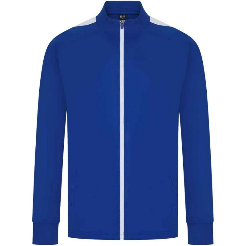 Image of Finden & Hales Mens Knitted Tracksuit Top in Mid Blue Size: XS Mid Blue Male XS