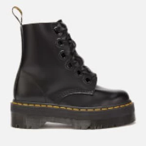 Image of Dr. Martens Womens Molly Buttero Leather 6-Eye Boots - Black - UK 5 - Black
