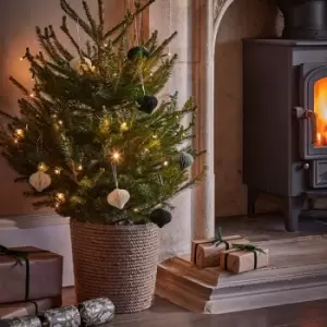 Image of Ivyline Christmas Tree Bucket In Jute & Galvanised Steel - 32cm