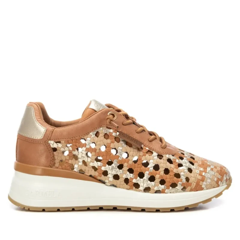 Image of Carmela Woven design sneakers with metallic leather details For Her Carmela Marron Female 41