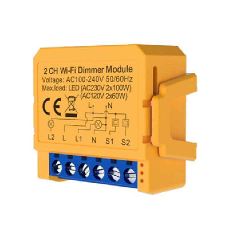 Image of Ener-J Smart WiFi+Ble 2Ch Light Switch Module (Max 2 X 150W). Dimmable