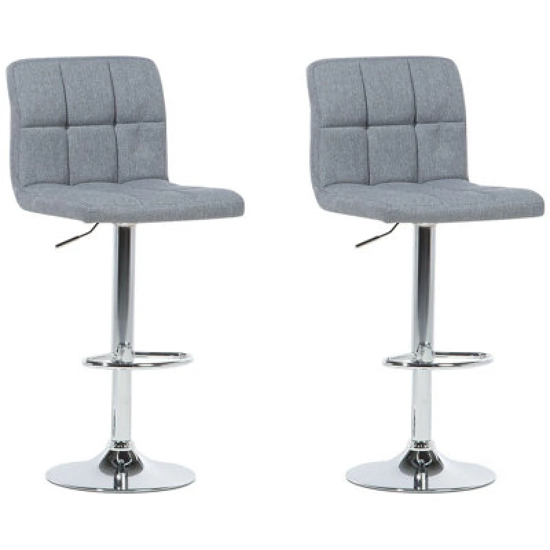 Image of Beliani Set Of 2 Bar Chairs Marion Swivel Light Grey