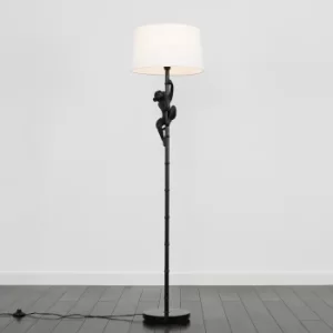 Image of George Monkey Black Floor Lamp with White Doretta Shade