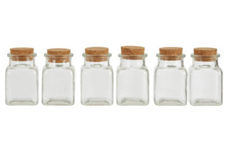 Image of Premier Housewares Set Of Six Tromso Square Glass Jars Clear