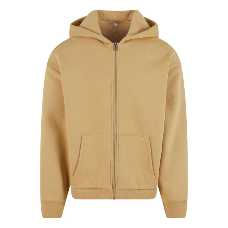 Image of Build Your Brand Mens Fluffy Full Zip Hoodie in Light Beige Size: XS Light Beige Male XS