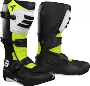 Image of Shot Race 4 Motocross Boots, black-white-yellow, Size 46, black-white-yellow, Size 46
