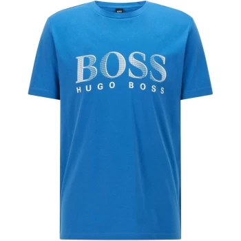 Image of Hugo Boss Crew Neck Large Logo T-Shirt Open Blue Size S Men