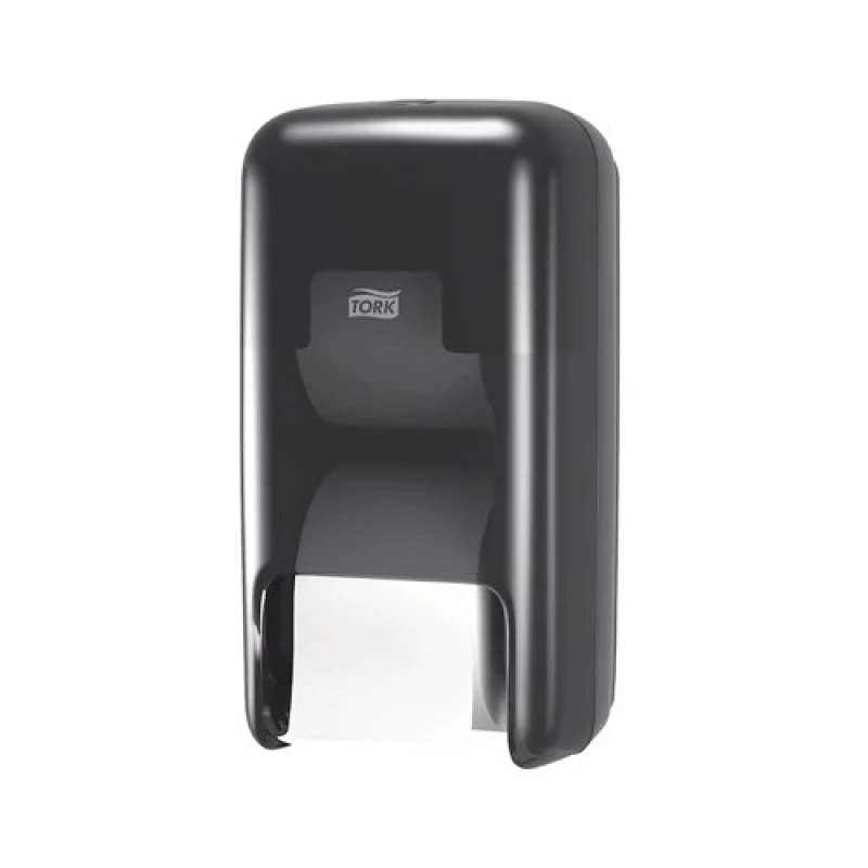 Image of Tork OptiServe Coreless 2-Roll Toilet Roll Dispenser Black 558042
