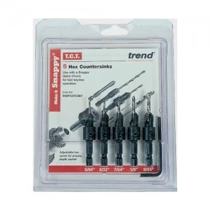 Image of Trend Snappy 5 Piece TCT Drill Countersink For Wood Screws