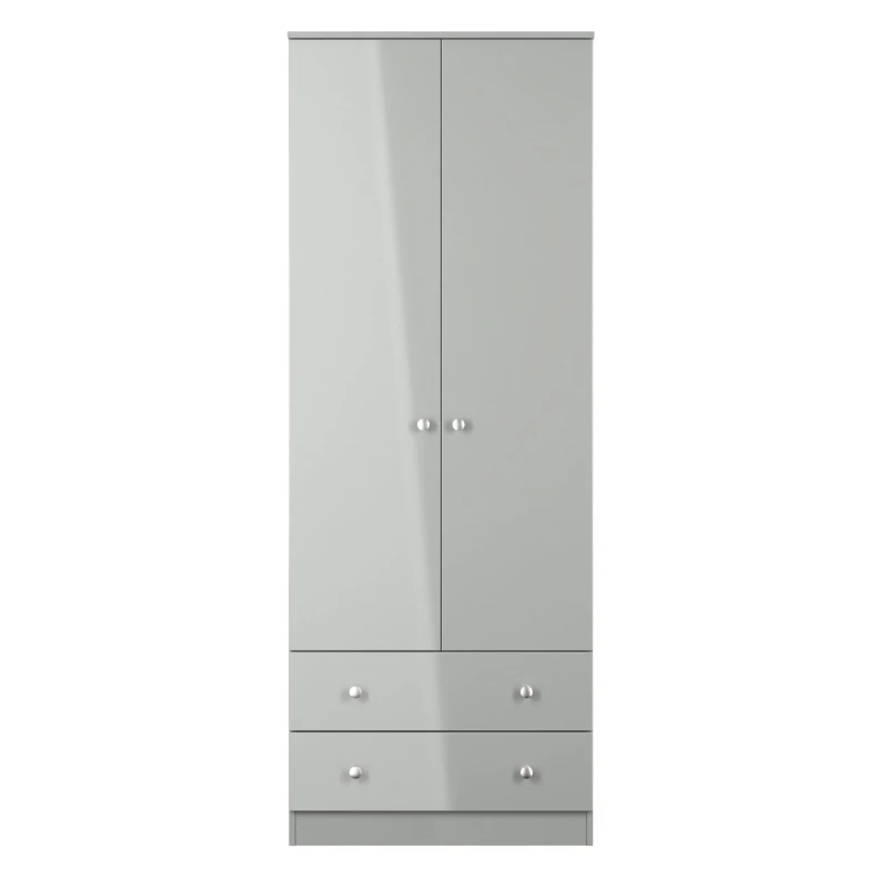 Image of Portland Tall 2 Drawer Wardrobe In Uniform Grey & Dusk Grey (Ready Assembled)