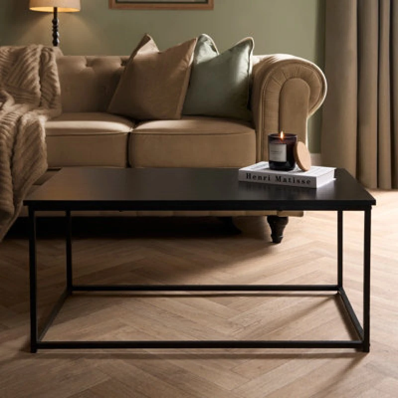 Image of OHS OHS Coffee Table Marble Bedside End Living Room Metal Frame Home Decor in Black One Size Unisex 5027434215409