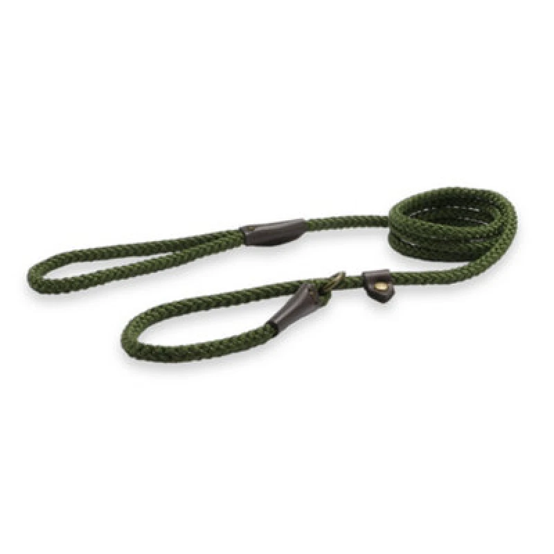 Image of Ancol Green 'Heritage' Lightweight Strong Nylon 1.5 m x 8mm Rope Slip Lead Green
