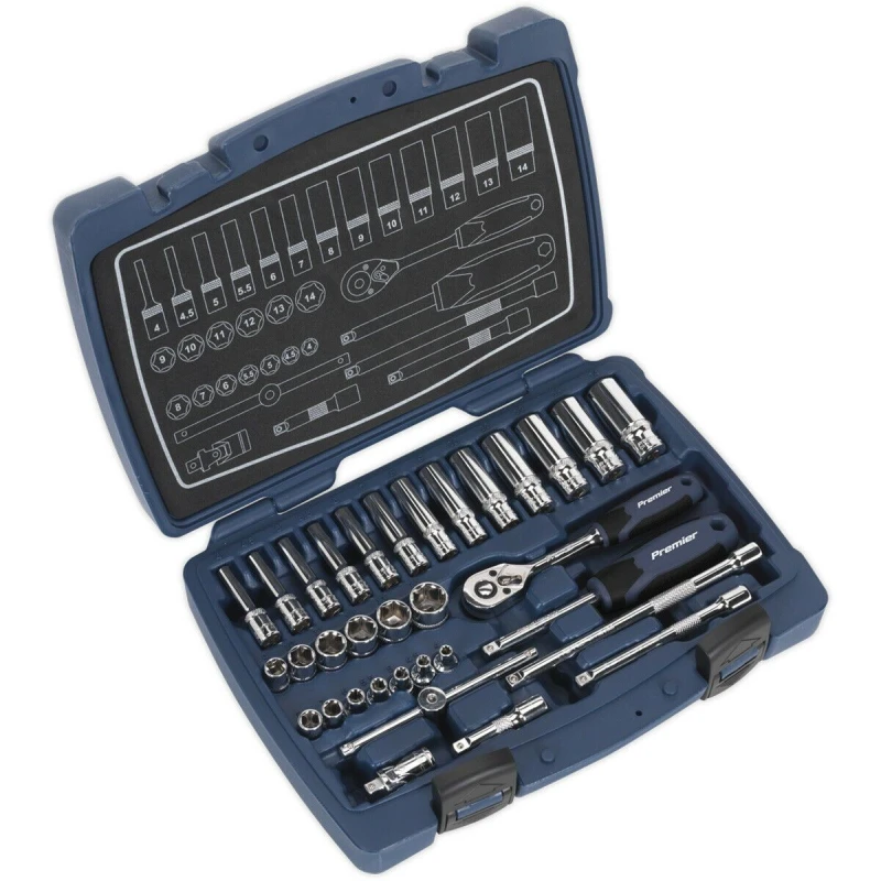 Image of Loops 33pc PREMIUM Deep Socket & Ratchet Handle Set - 1/4" Square Drive 6 Point Metric Multi