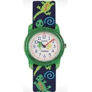Image of Timex Kids Childrens Quartz Watch with White Dial Analogue Display and Multicolour Textile Strap T728814E