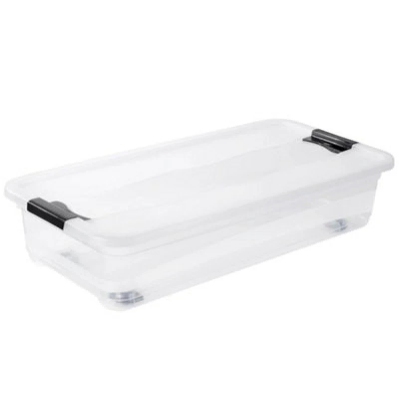 Image of Keeeper Crystal Box 33 Litre With Lid And Caster Wheels - Transparent