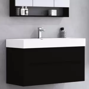 Image of 800mm Black Wall Hung Vanity Unit with Basin - Morella