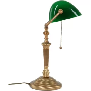 Image of Sienna Ancilla Bankers Table Lamp Bronze Brushed, Glass Green Shiny