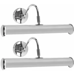 Image of Minisun - 2 x Traditional Indoor Picture Wall Light Fittings - Chrome - No Bulb
