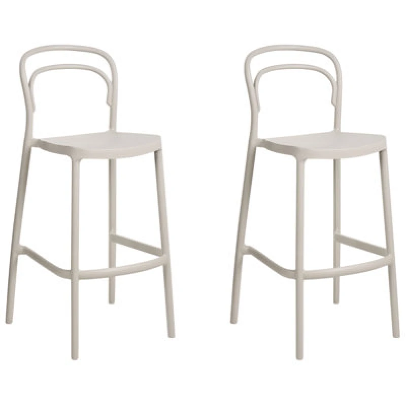 Image of Beliani Set Of 2 Garden Bar Chairs Porano Beige
