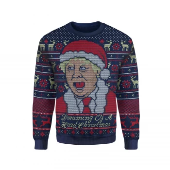 Image of IWOOT Exclusive Boris Johnson Knitted Christmas Jumper - Navy - M