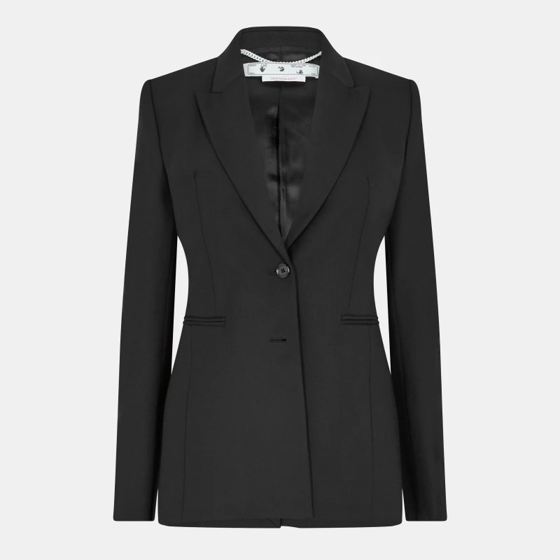 Image of Off White Womens Structured Suit Jacket Black/White female 4 (3XS)
