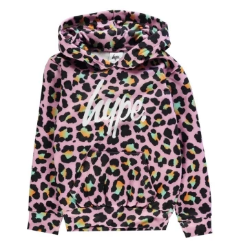 Image of Hype Pink Disco Leopard Kids Pullover Hoodie - Multi
