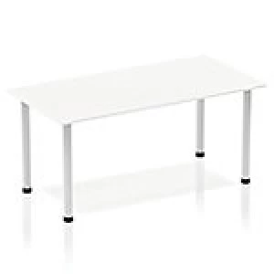 Image of Impulse Straight Table 1600 White Post Leg Silver