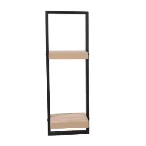 Image of Nova Framed Double Floating Shelf Kit - Oak Effect Shelf With Black Frame