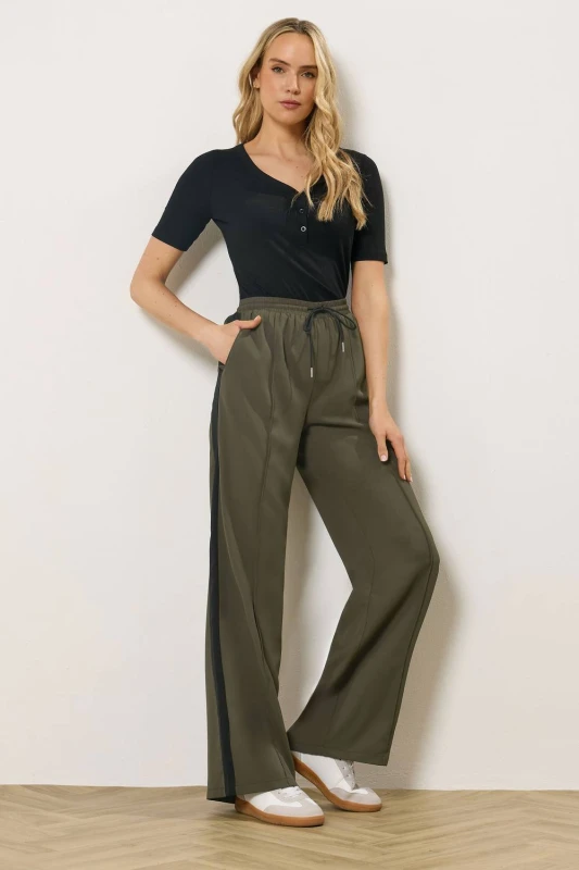 Image of Long Tall Sally Womens Tall Side Stripe Trousers in Dark Green Size: 20L Dark Green Female 20L