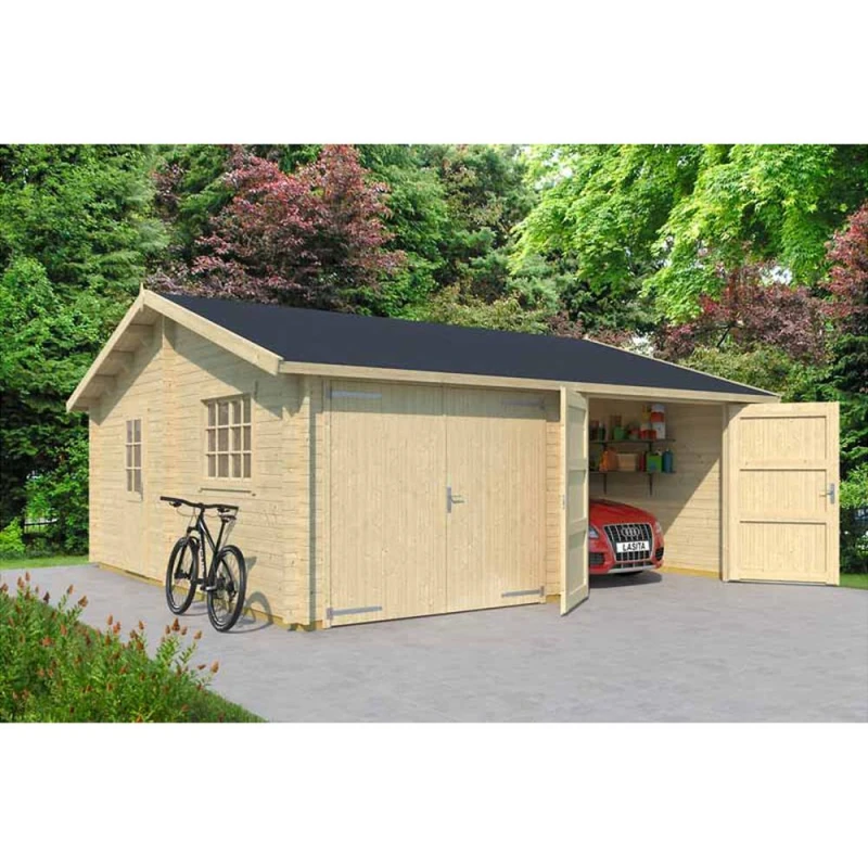 Image of Lasita Maja Ltd Falkland + 2x door-Log Cabin, Home Office - L635xW628.6xH313.5cm in Light Tan Light Tan Unisex