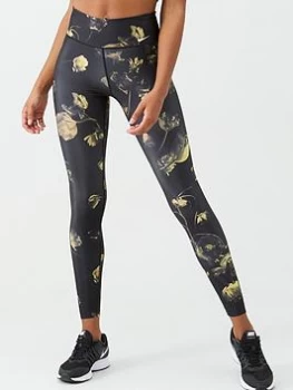 Image of Nike Training Floral Power Legging - Black , Print, Size 2XL, Women