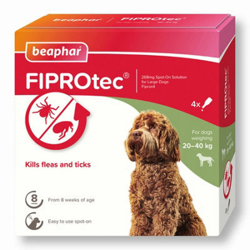 Image of beaphar Fiprotec Spot On Large Dog 268mg (4 Pipettes) - 260706 - Beaphar 8711231155972