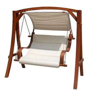 Image of Charles Bentley 2-3 Seater Wooden Swing Seat - Cream