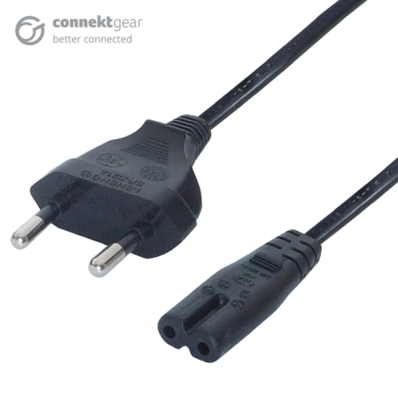Image of connektgear 2m European Mains Power Cable 2 Pin Plug to C7 (Figure 8)