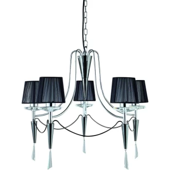 Image of Searchlight Lighting - Searchlight Duchess - 5 Light Multi Arm Ceiling Pendant Chrome, Black Chrome with Shades, G9