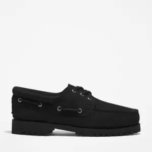 Image of Timberland 3-eye Lug Handsewn Boat Shoe For Men In Black Black, Size 6.5