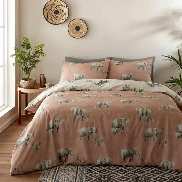 Image of Appletree Ella The Elephant Duvet Cover Set Natural Double Natural W0Q0E Unisex King