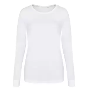 Image of AWDis Womens/Ladies Girlie Long Sleeve Tri-Blend T-Shirt (M) (Solid White)